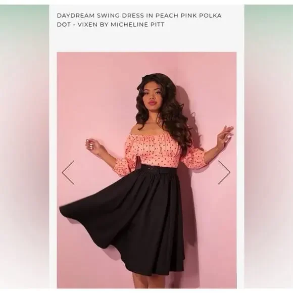 NWT VixenByMichelinePitt Dress,Pink Polka dot Pinup Girl W/belt SzS - Picture 2 of 12